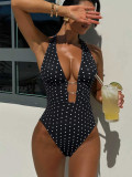 Polka Dot Print Backless One Piece Swimsuit CSYZ-G562RX
