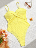 Hollow Out Solid Color One Piece Swimsuit CSYZ-D852R