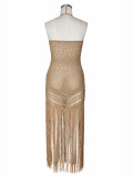 Hollow Out See Through Tassel Maxi Dress ZSD-0358