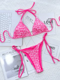 Leopard Print Tie Up Bikinis 2 Piece Set CSYZ-C80W