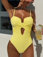 Hollow Out Solid Color One Piece Swimsuit CSYZ-D852R