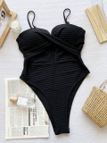 Hollow Out Solid Color One Piece Swimsuit CSYZ-D852R