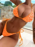 Leopard Print Tie Up Bikinis 2 Piece Set CSYZ-C80W