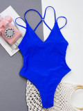 Solid Color Backless One Piece Swimsuit CSYZ-C927R