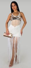 Knit Sheer Sequin Fringe Irregular Beach Dress CM-60622