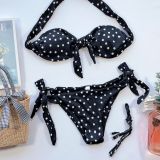 Polka Dot Print Wrap Chest Bikinis 2 Piece Swimsuit CSYZ-1804