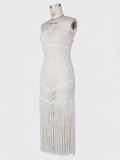 Hollow Out See Through Tassel Maxi Dress ZSD-0358