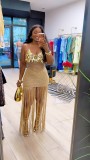 Knit Sheer Sequin Fringe Irregular Beach Dress CM-60622