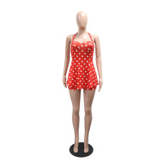 Polka Dot Print Backless Romper CYA-902416