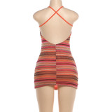 Stripe Print Tight Mini Dress GZJQ-K6D10531A