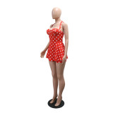 Polka Dot Print Backless Romper CYA-902416