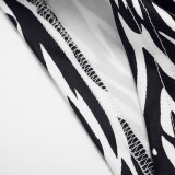 Deep V Neck Zebra Printed Romper MXBF-Q26RP091