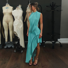 Solid Color O Neck Backless Maxi Dress GZJQ-K6D10924A