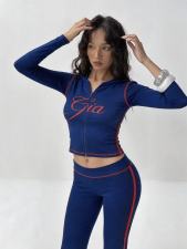VIP1 Letter Print Long Sleeve Pants 2 Piece Set GFCF-1506