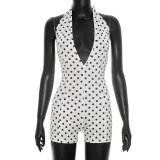 Polka Dot Print Backless Romper MXBF-Q26RP090