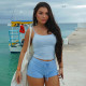 Solid Color Sling Top Two Piece Short Set GZJQ-K6S10393A