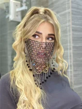 Rhinestone-Embellished Tassel Patchwork Face Mask GZYY-1254