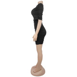One Shoulder Ruched Mini Dress BY-7748