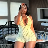 Polka Dot Print Backless Romper MXBF-Q26RP090