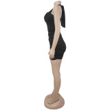 Halterneck Hot Drill Mini Dress BY-7755