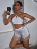 Sexy Rhinestone Fishnet Mini Skirt GZYY-1235
