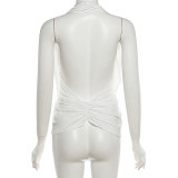Halterneck Backless Irregular Tops GZJQ-K6L11765A