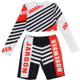 Letter Print Long Sleeve Two PIece Shorts Set GZJQ-K6S11051A