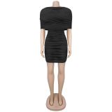One Shoulder Ruched Mini Dress BY-7748