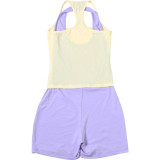 Solid Color Sleeveless TightVest+Romper 2 Piece Set GZJQ-K6S10685A