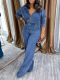 Fashion Denim Zipper Hooded Jumpsuit AIL-360