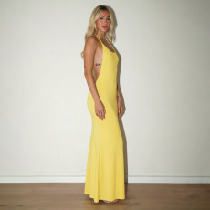 Solid Color Sleeveless Backless Maxi Dress GSZM-C26DS258