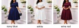 Plus Size Lace Patchwork Half Sleeve Midi Dress GATE-637