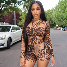 Leopard Print Hollow Out Romper GDSF-D26RP221