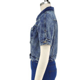 Fashon Short Sleeve Denim Jacket GDAM-218738