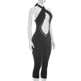 Solid Color Cross Tie Up Jumpsuit GSZM-C26JP232