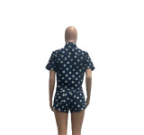Polka Dot Print Short Sleeve Shorts Suit YMEF-59115