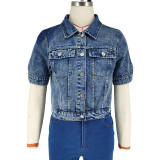 Fashon Short Sleeve Denim Jacket GDAM-218738