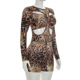 Leopard Print Hollow Out Romper GDSF-D26RP221