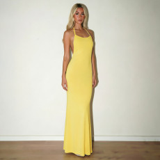 Solid Color Sleeveless Backless Maxi Dress GSZM-C26DS258