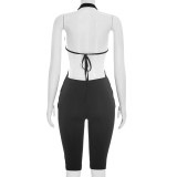 Sleeveless Cross V Neck Jumpsuit GSZM-C26JP261