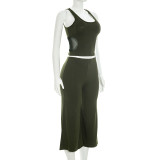 Mesh Patchwork Sleeveless Two Piece Pants Set MXBF-Y26ST267