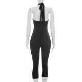 Solid Color Cross Tie Up Jumpsuit GSZM-C26JP232
