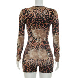 Leopard Print Hollow Out Romper GDSF-D26RP221