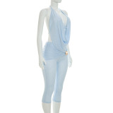 Solid Color Sleeveless Backless Two PIece Pants Set GSZM-C26ST240