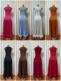 Square Neck Sleeveless Ruffles Maxi Dress GADE-11447