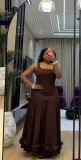 Square Neck Sleeveless Ruffles Maxi Dress GADE-11447