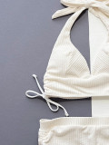 Solid Color Halterneck Two Piece Bikinis CSYZ-D550R