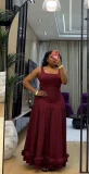 Square Neck Sleeveless Ruffles Maxi Dress GADE-11447