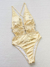 Sexy Print Hollow Out One Piece Swimsuit CSYZ-G325WY