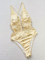 Sexy Print Hollow Out One Piece Swimsuit CSYZ-G325WY